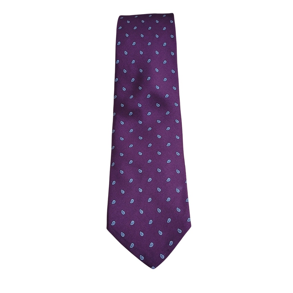 Brooks Brothers Makers Silk Tie Burgundy Blue Micro Paisley Made in USA Mens